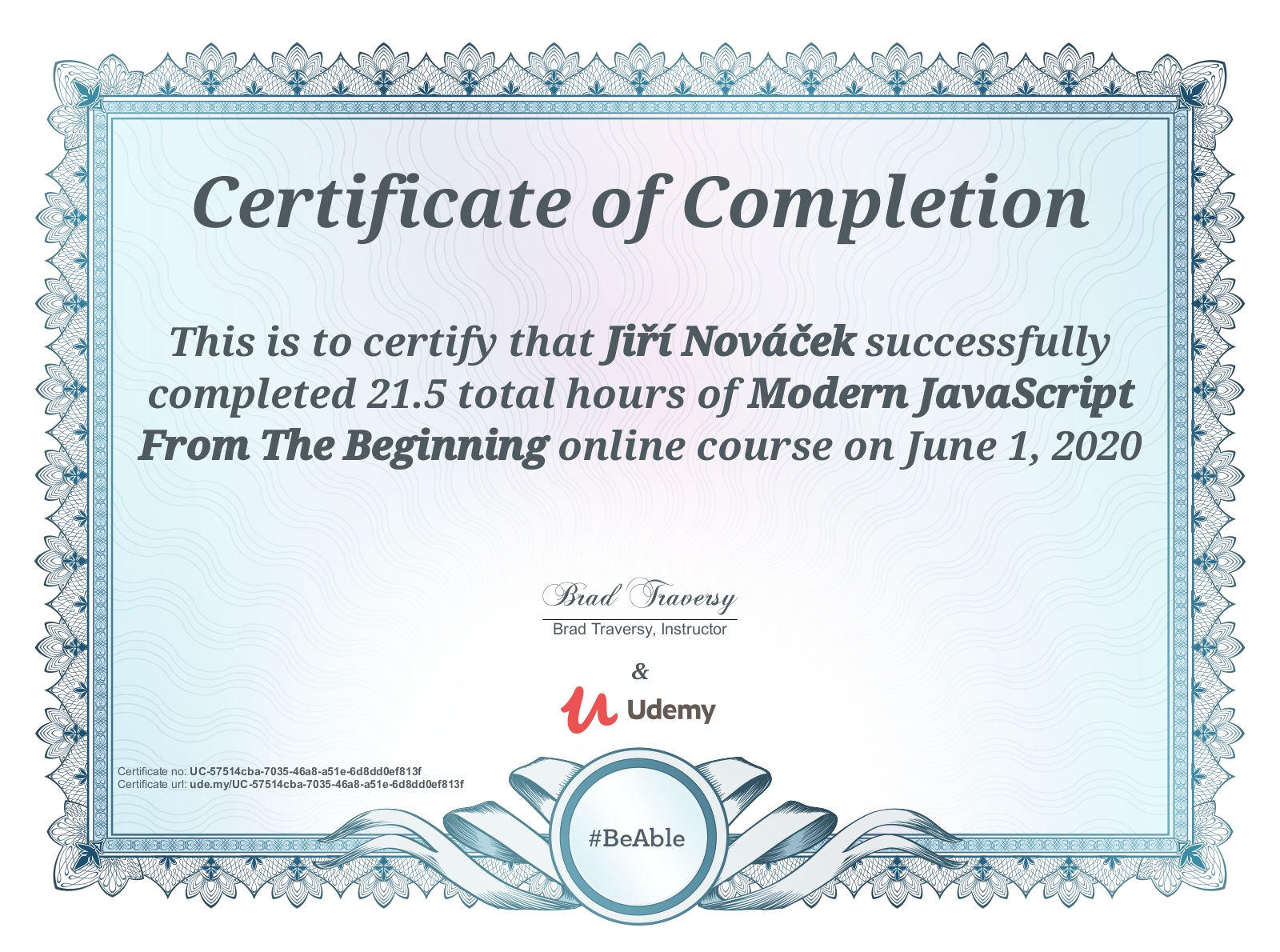 Certifikát Modern Javascript